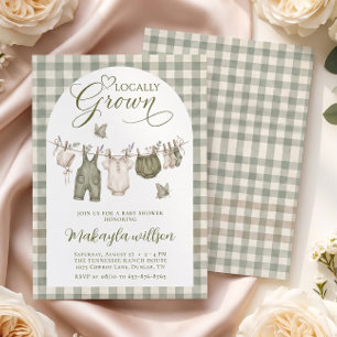 Lokaal Geteelde Saliegroene Gingham Baby Shower Kaart