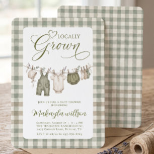 Lokaal Geteelde Saliegroene Gingham Baby Shower Kaart