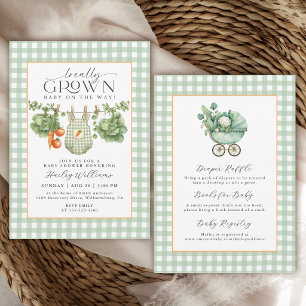 Lokaal Geteelde Saliegroene Gingham Meisjes Baby S Kaart