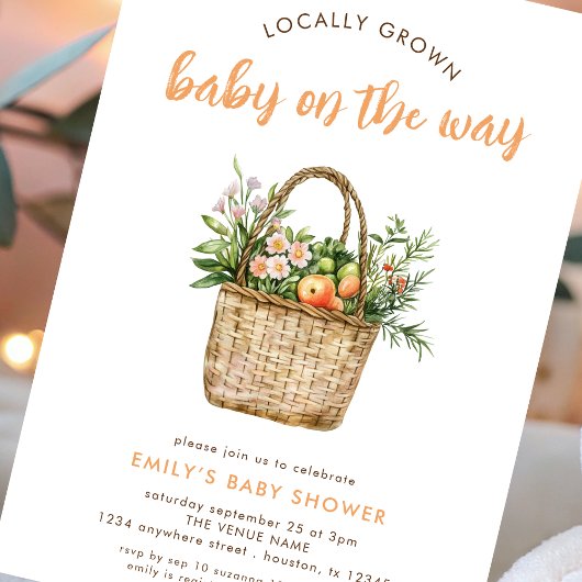 Lokaal geteelde Script Farmers Market Baby shower Kaart