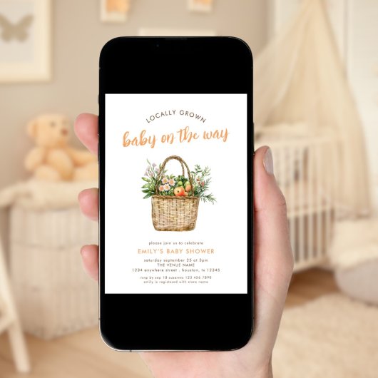 Lokaal geteelde Script Farmers Market Baby shower Kaart