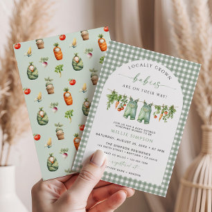 Lokaal Geteelde Tweeling Baby Shower Uitnodiging G
