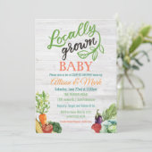 Lokaal Geteelde Vegetarische Baby Shower Uitnodigi Kaart (Staand voorkant)