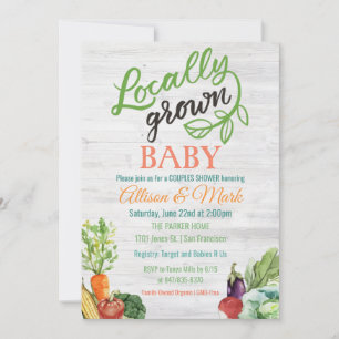 Lokaal Geteelde Vegetarische Baby Shower Uitnodigi Kaart