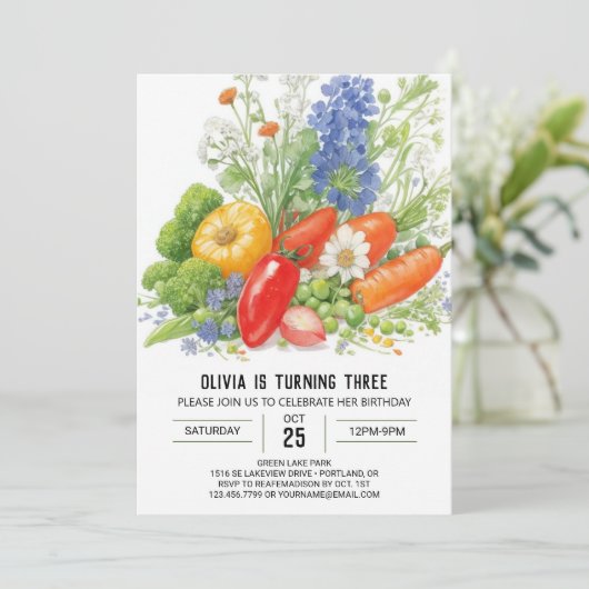 Lokaal geteelde veggie verjaardag kaart (Staand voorkant)