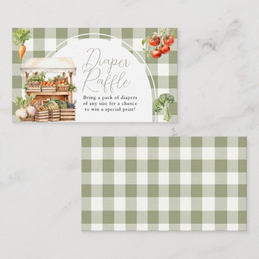 Lokaal geteelde verse markt luier Raffle Gingham Informatiekaartje (Voorkant / Achterkant)