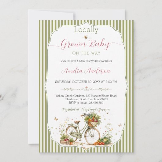 Lokaal Geteelde Zoete Moestuin Baby Shower Kaart (Voorkant)