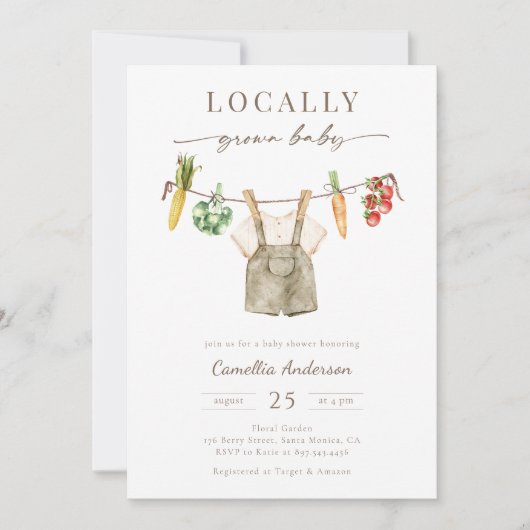 Lokaal groeien boeren markt baby jongen waslijn kaart (Voorkant)