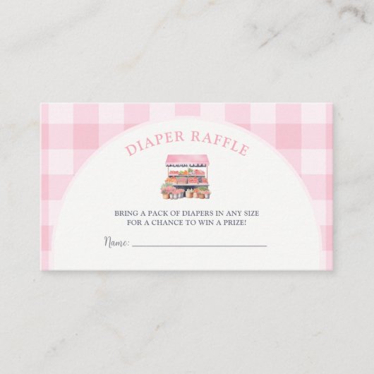 Lokaal Grown Girl Baby shower Luier Raffle Informatiekaartje (Voorkant)