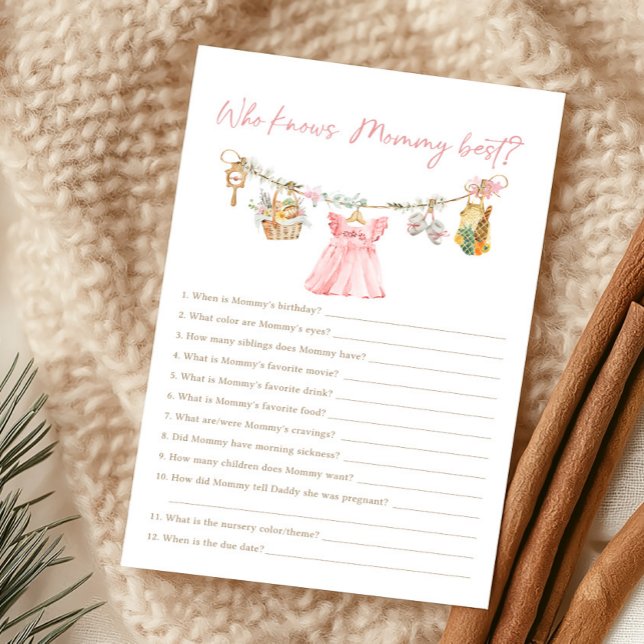 Lokaal Opgegroeid Meisje Dat Mama Het Beste Kent S (Pink Locally Grown Clothesline Baby Shower Who Knows Mommy Best Game)