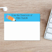 Lokaal van de leraar, Potlood, Blauwe rand Post-it® Notes
