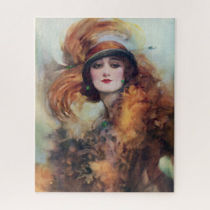 Lokaas van de groene ogen vintage vrouw legpuzzel