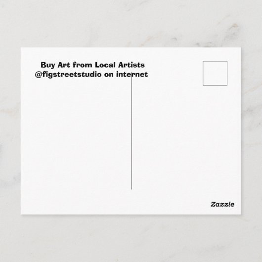 Lokale artiesten ondersteunen, lokale kunst Fig St Briefkaart (Achterkant)