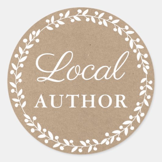 Lokale auteur Schrijver Boek Promo Kraft Wit Ronde Sticker (Voorkant)