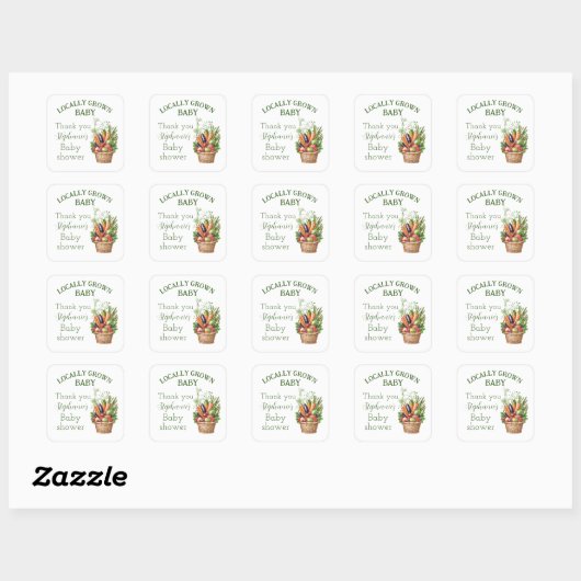 Lokale Baby Shower Boerenmarkt Vierkante Sticker (Vel)