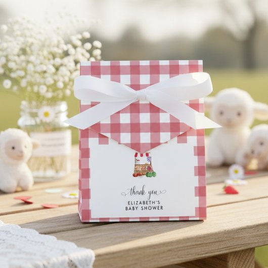 Lokale Baby Shower Rode Gingham Dank je Bedankdoosjes
