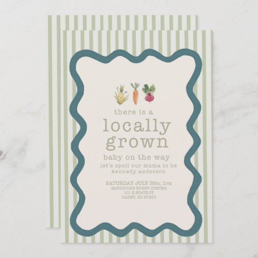 Lokale Baby Shower Uitnodiging  (Voorkant / Achterkant)