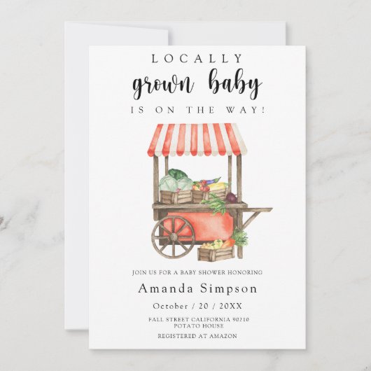 Lokale Babyboerenmarkt Kar Baby Shower Kaart (Voorkant)