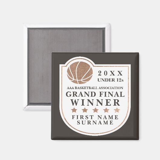 Lokale Basketbal Grand Final Prize Trofee Keepsake Magneet (Voorkant / Achterkant)