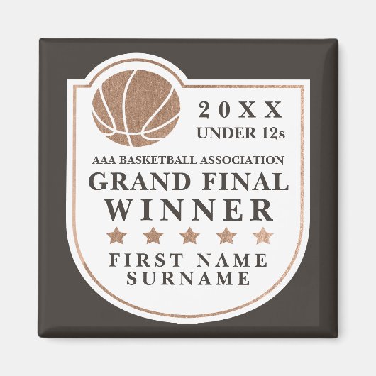 Lokale Basketbal Grand Final Prize Trofee Keepsake Magneet (Voorkant)