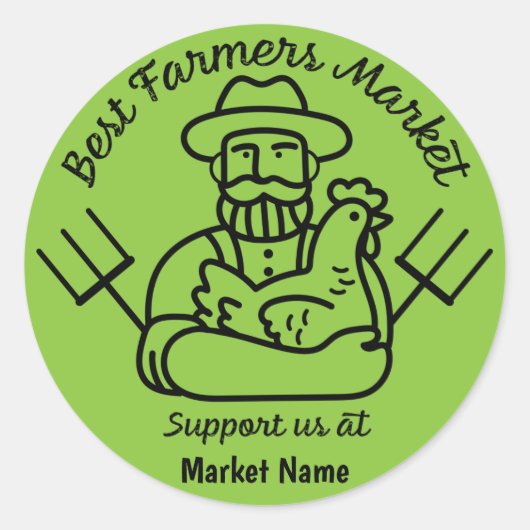 Lokale boerenmarkt ronde sticker (Voorkant)