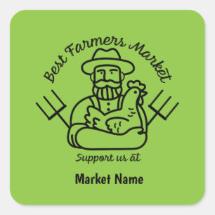 Lokale boerenmarkt vierkante sticker