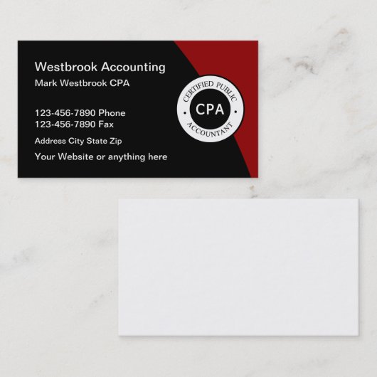 Lokale CPA Accountant Modern Emblem Visitekaartjes (Voorkant / Achterkant)