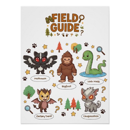 Lokale Cryptid Field Guide | Funny Monster Hunter Perfect Poster (Voorkant)