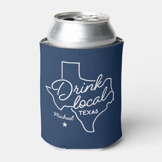 Lokale Dinking Texas - Aangepaste naam Blikjeskoeler (Blikje Voorkant)