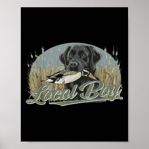 Lokale Eend Jacht Jongen Zwart Lab Hond Outdoor Vi Poster