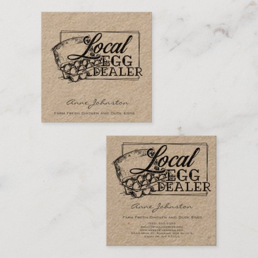 Lokale Eidealer Kippeneieren Verkoop Vierkante Visitekaartje (Voorkant / Achterkant)