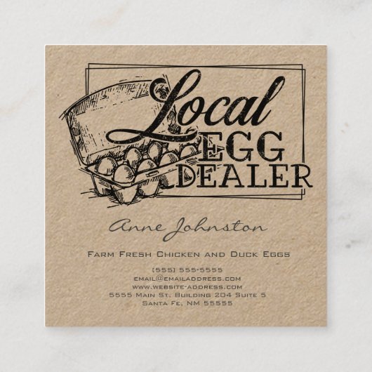 Lokale Eidealer Kippeneieren Verkoop Vierkante Visitekaartje (Achterkant)