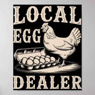Lokale Eierdealer Retro Kip Grappige Boer Pasen Poster