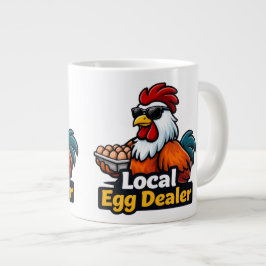 Lokale eierhandelaar, gansta, rooster. grote koffiekop