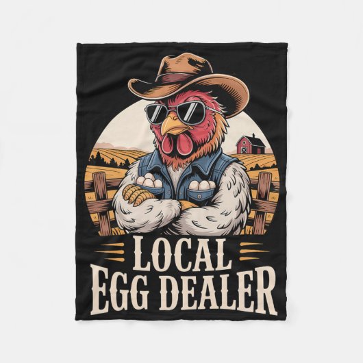 Lokale eierhandelaar rooster Pasen Grappige Kippen Fleece Deken (Voorkant)