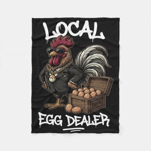 Lokale eierhandelaar rooster Pasen Grappige kippen Fleece Deken (Voorkant)