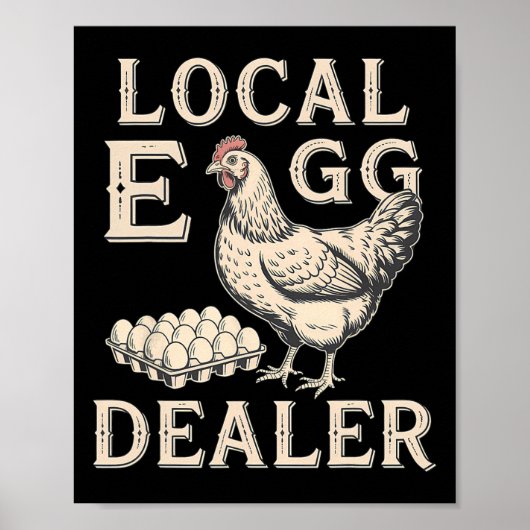 Lokale eierhandelaar rooster Pasen Grappige kippen Poster (Voorkant)