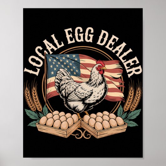 Lokale eierhandelaar rooster Pasen grappige kippen Poster (Voorkant)