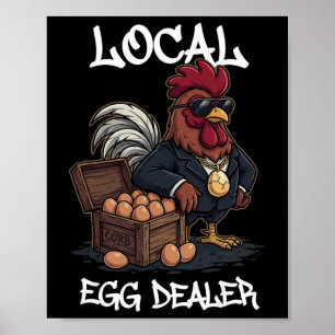 Lokale eierhandelaar rooster Pasen Grappige Kippen Poster