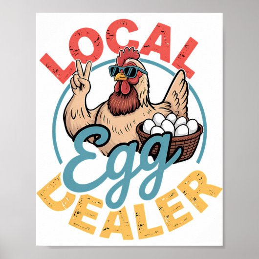 Lokale eierhandelaar rooster Pasen grappige kippen Poster (Voorkant)