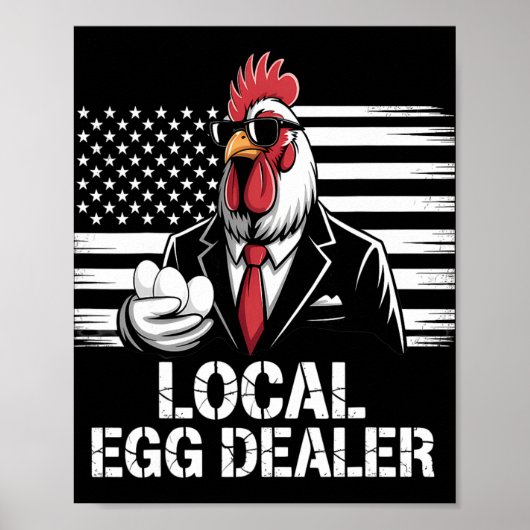 Lokale eierhandelaar rooster Pasen Grappige kippen Poster (Voorkant)