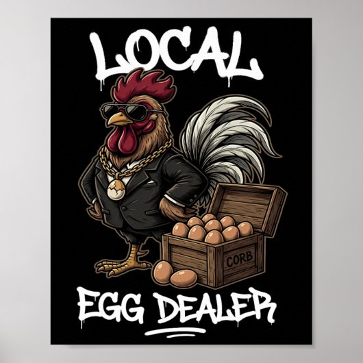 Lokale eierhandelaar rooster Pasen grappige kippen Poster (Voorkant)