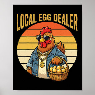 Lokale eierhandelaar rooster Pasen grappige kippen Poster