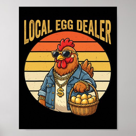 Lokale eierhandelaar rooster Pasen grappige kippen Poster (Voorkant)