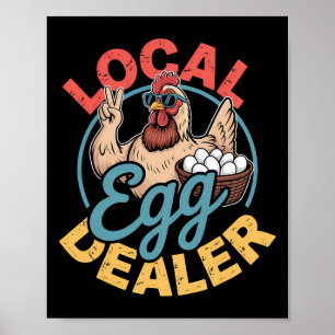 Lokale eierhandelaar rooster Pasen Grappige kippen Poster