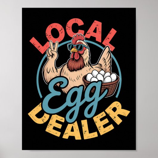 Lokale eierhandelaar rooster Pasen Grappige kippen Poster (Voorkant)