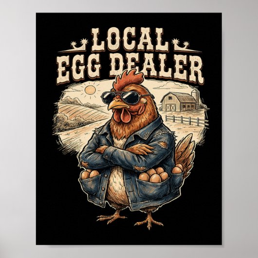 Lokale eierhandelaar rooster Pasen grappige kippen Poster (Voorkant)