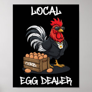 Lokale eierhandelaar rooster Pasen Grappige kippen Poster