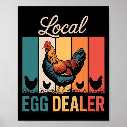 Lokale eierhandelaar rooster Pasen Grappige kippen Poster (Voorkant)