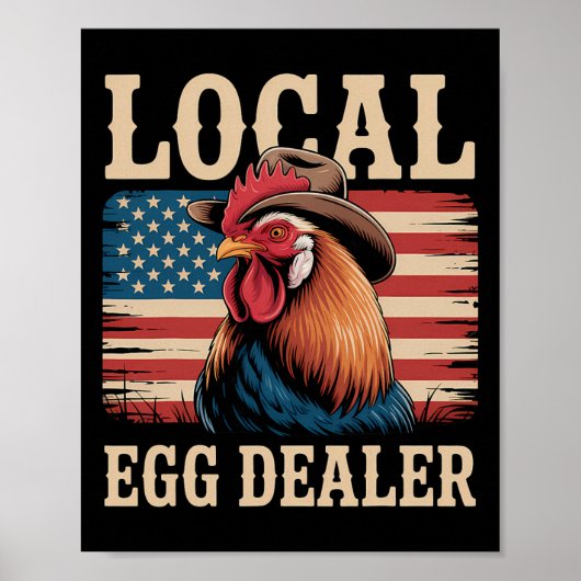Lokale eierhandelaar rooster Pasen grappige kippen Poster (Voorkant)